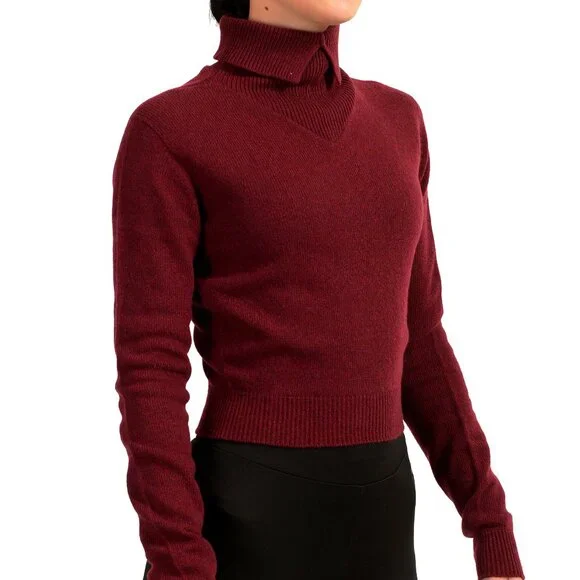 Scuderia Ferrari Women's Cropped 100% Cashmere Roll-Neck Sweater US M IT 42